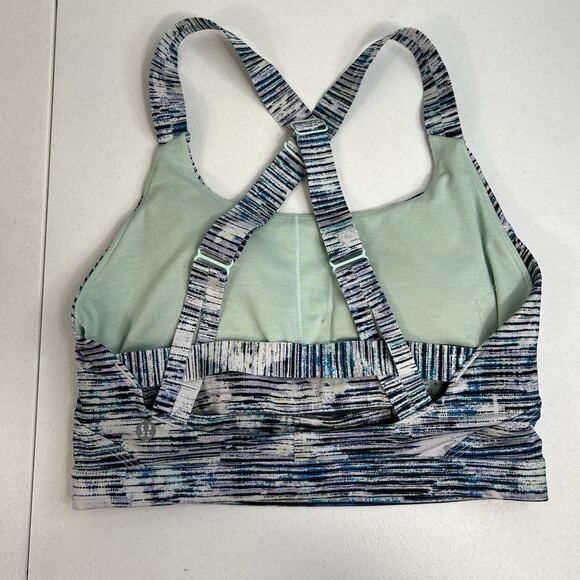 Lululemon 6 Sports Bra Pure Practice Blurry Belle Sea Mist Luxtreme Med Support - Picture 6 of 13